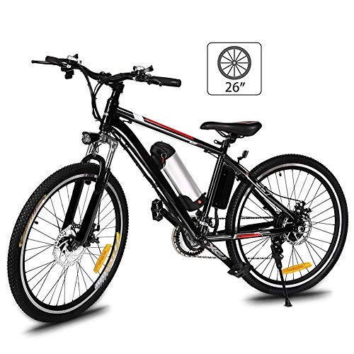 Electric Mountain Bike : SYCHONG 26'' Electric Mountain Bike with Removable Large Capacity Lithium-Ion Battery (36V 250W), for Adults Electric Bike 21 Speed Gear And Three Working Modes, Red