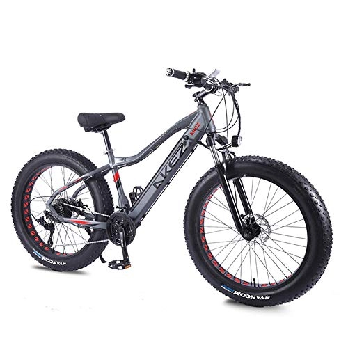Electric Mountain Bike : TANCEQI Electric Mountain Bike 26 Inches 350W 36V 10Ah Folding Fat Tire Snow Bike 27 Speed E-Bike Pedal Assist Disc Brakes And Three Working Modes for Adult, Gray