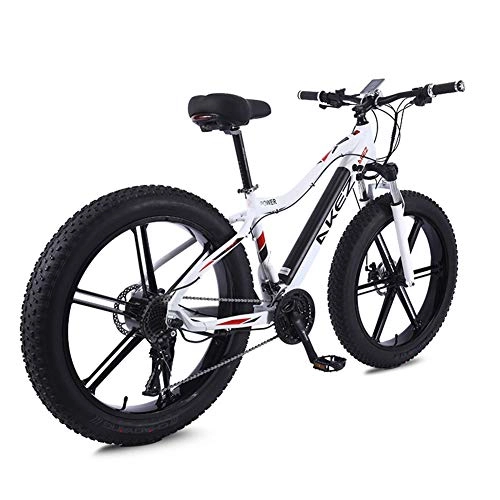 Electric Mountain Bike : TANCEQI Electric Mountain Bike 26 Inches 350W 36V 10Ah Folding Fat Tire Snow Bike 27 Speed E-Bike Pedal Assist Disc Brakes And Three Working Modes for Adult, White
