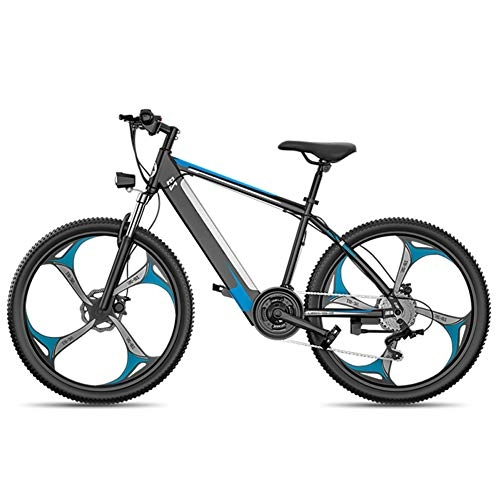 Electric Mountain Bike : TANCEQI Electric Mountain Bike 400W 26'' Fat Tire Electric Bicycle Mountain E-Bike Full Suspension for Adults, 27 Speed Shifter Aluminum Alloy Ebike Bicycle, City Bike Lightweight, Blue