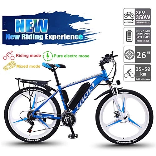 Electric Mountain Bike : TANCEQI Electric Mountain Bikes for Adults, MTB Ebikes, 360W 36V 10AH All Terrain 26" Mountain Bike / Commute Ebike Suitable for Men And Women, Cycling And Hiking, Blue