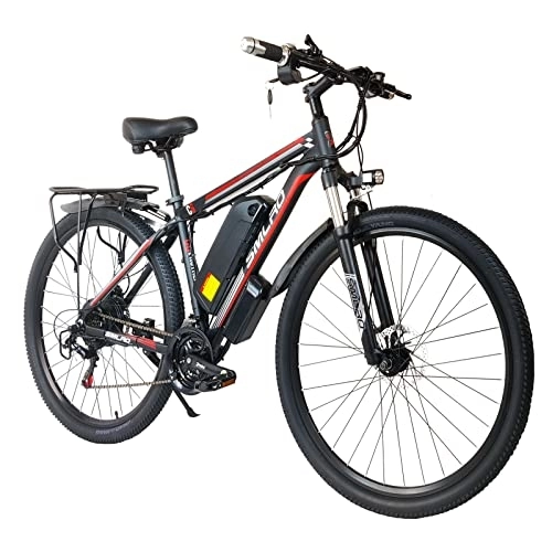 Electric Mountain Bike : TAOCI Electric Bikes for Adult, Mountain Bike, Aluminum Alloy Ebikes Bicycles All Terrain, 29" 48V 13AH Removable Lithium-Ion Battery Bicycle Ebike for Outdoor Cycling Travel Work Out (black red-29)
