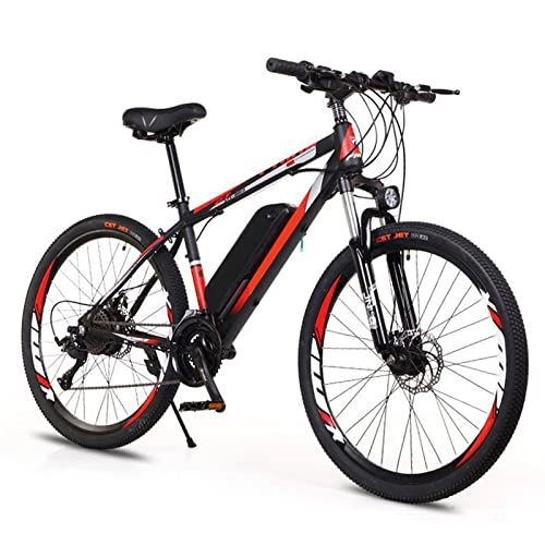 Electric Mountain Bike : TDHLW 26 Inch Electric Mountain Bike for Adults Full Suspension 50 Mph 27 Speed Variable Speed Off-road Electric MTB 250W 36V 10Ah Ebike Removable Battery, Maximum Speed 35KM / H, Red