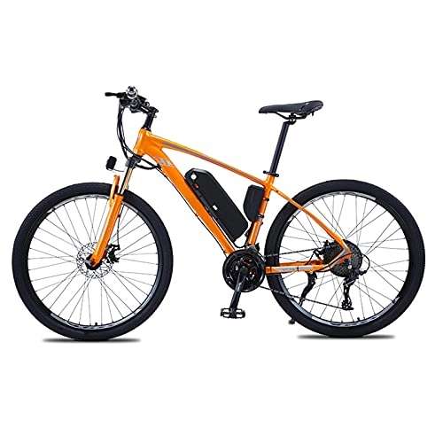 Electric Mountain Bike : TERLEIA Electric Bike Double Disc Brakes Professional 27 Speed Gears Variable Speed E-Bike 27.5" Electric Mountain Bike for Adults 500W Motor Removable Lithium Battery, Orange, 48V 13Ah