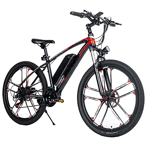 Electric Mountain Bike : TGHY Electric Mountain Bike for Adult 26" E-Bike with Pedal Assist 48V 350W Motor Removable 8Ah Lithium Battery 21-Speed Dual Disc Brake Full Suspension Fork Electric Bicycle, Black