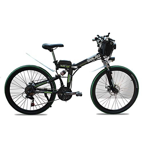 Electric Mountain Bike : TIKENBST 26 Inch Lithium Battery Folding Electric Bicycle Double Suspension Disc Brakes Mountain Electric Bicycle, Black-350w40km