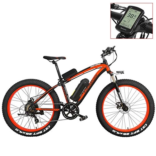 Electric Mountain Bike : TYT Electric Mountain Bike 26 inch Electric Mountain Bike, 4.0 Fat Tire Snow Bike Strong Power 48V Lithium Battery Pedal Assist Bicycle (Yellow-LCD, 1000W), Red-LCD