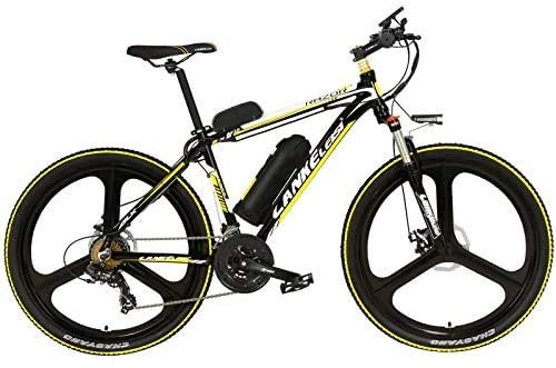 Electric Mountain Bike : TYT Electric Mountain Bike Mx3.8Elite 26 inch Mountain Bike, 21 Speed 48V Electric Bike, Lockable Suspension Fork, Power Assist Bicycle with LCD Display (Black Yellow, 10Ah), Black Yellow