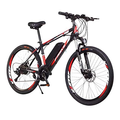 Electric Mountain Bike : unbran Electric Mountain Bike, 36v / 8ah High-Efficiency Lithium Battery-Range Of Mileage 30-50km-High Carbon Steel 26-Inch Electric Bicycle, Disc Brake (Red)