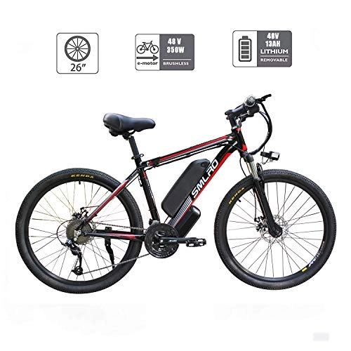 Electric Mountain Bike : UNOIF Bike Mountain Bike Electric Bike with 21-speed Shimano Transmission System, 350W, 13AH, 36V lithium-ion battery, 26" inch, Pedelec City Bike Lightweight, Black Red