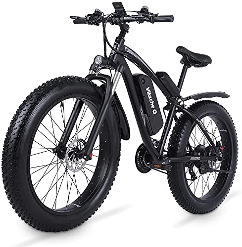 Electric Mountain Bike : Vikzche Q 26 Inch Fat Tire Electric Bike 1000W Motor Snow Electric Bicycle with Shimano 21 Speed Mountain Electric Bicycle, 48V 17Ah Removable Battery Hydraulic Disc Brake(MX02S)