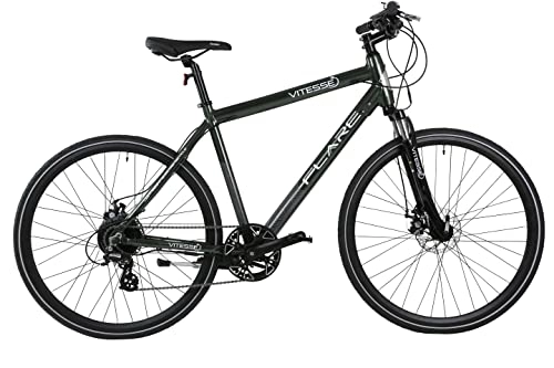 Electric Mountain Bike : Vitesse Flare 700C Electric Bike, 8 Speed Gear System E-Bike, Well Balanced & Reliable Electric Bikes For Adults, Fun & Smooth Riding Electric Bicycle With Gel Saddle & Info Screen - VIT0008 Black