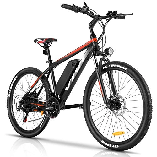 Electric Mountain Bike : Vivi 26" Electric Mountain Bike for Adults, Electric Bike with 350W Motor, 10.4Ah Removable Lithium-Ion Battery, E-Bike with 21 Speed Grears (Red)