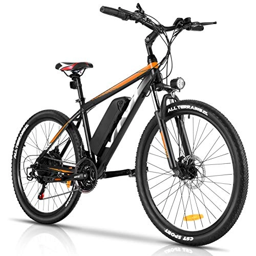 Electric Mountain Bike : Vivi 26" Electric Mountain Bike for Adults, Electric Bike with 350W Motor, 10.4Ah Removable Lithium-Ion Battery, E-Bike with 21 Speed Grears (Yellow)