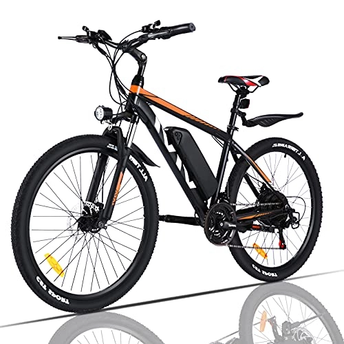 Electric Mountain Bike : VIVI Electric Bike, 26 Inch Electric Bikes for Adults Mountain Bike with 350W Motor, 36V / 10.4Ah Removable Battery, 21 Speed Gears, 20MPH Speed (Orange)