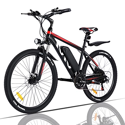 Electric Mountain Bike : VIVI Electric Bike, 26 Inch Electric Bikes for Adults Mountain Bike with 350W Motor, 36V / 10.4Ah Removable Battery, 21 Speed Gears, 20MPH Speed (Red)
