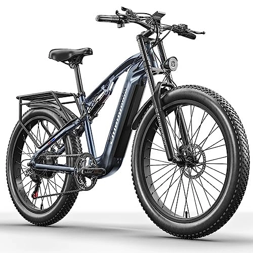 Electric Mountain Bike : VLFINA Pedal Assist Electric bicycle 26 inch Fat Tire, Double shock absorption Electric mountain bike, 48V17.5Ah Removable battery for adult ebike (MX-05) (MX05)