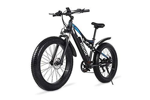 Electric Mountain Bike : VOZCVOX Electric Bike 26IN Mountain Bike Ebike for Adult Men with 17Ah Battery, Dual Suspension, Hydraulic Brake, Fat Tires