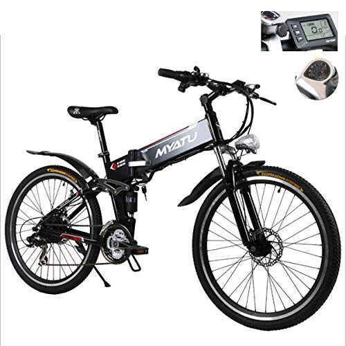 Electric Mountain Bike : W&TT 21 Speeds 36V 12A 250W Adult Folding Pedal Assist Electric Bicycle E-bike 26 Inch Multi-stage Adjustable Shock Absorber Front Fork Mountain Bike with LCD HD Display, Black