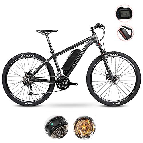 Electric Mountain Bike : W&TT Electric Mountain Bike 36V 10.4Ah 27 Speeds E-bike with USB Charging Interface and LCD 5-speed Smart Meter, IP65 Waterproof Dual Disc Brakes Off-road Bicycle 26 / 27.5Inch, Gray, 26Inch