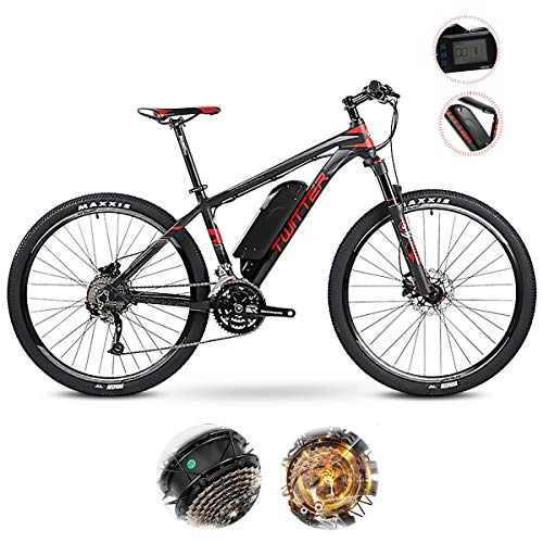 Electric Mountain Bike : W&TT Electric Mountain Bike 36V 10.4Ah 27 Speeds E-bike with USB Charging Interface and LCD 5-speed Smart Meter, IP65 Waterproof Dual Disc Brakes Off-road Bicycle 26 / 27.5Inch, Red, 26Inch