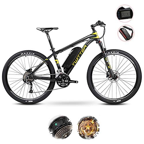 Electric Mountain Bike : W&TT Electric Mountain Bike 36V 10.4Ah 27 Speeds E-bike with USB Charging Interface and LCD 5-speed Smart Meter, IP65 Waterproof Dual Disc Brakes Off-road Bicycle 26 / 27.5Inch, Yellow, 26Inch