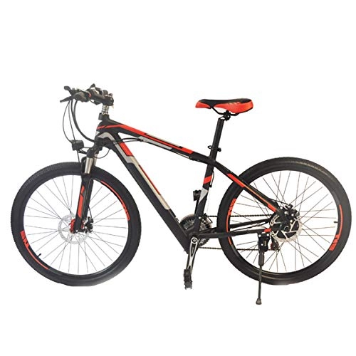 Electric Mountain Bike : W&TT Electric Mountain Bike 36V 250W 21 Speeds Folding E-bike Citybike with LCD 5-speed Smart Meter, 26 inch Commuter Bicycle with Dual Disc Brakes and Shock Absorber Fork, Red