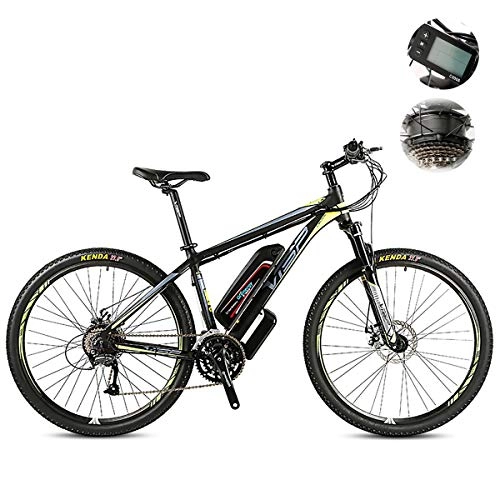 Electric Mountain Bike : W&TT Electric Mountain Bike 48V 10Ah E-bike Bike with ZBL-18650 Power Lithium Battery 27 Speeds Dual Disc Brakes Off-road Bicycle 26 / 27.5Inch with LCD 5-speed Smart Meter, Yellow, 26inch