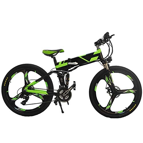 Electric Mountain Bike : W&TT Electric Mountain Bike 48V 250W Folding E-bike with Dual Disc Brakes and LCD Color Screen 5-speed Smart Meter, Shock Absorber Fork SHIMANO 7 Speeds Commuter Bicycle 26 inch, Black