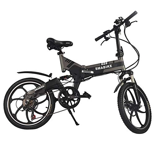 Electric Mountain Bike : W&TT Folding E-Bike Built-in 48V 250W High Power Battery 7 Speeds Electric Mountain Bike Commuter Bicycle 20 inch with Dual Disc Brakes and LCD 3-speed Smart Meter, Black