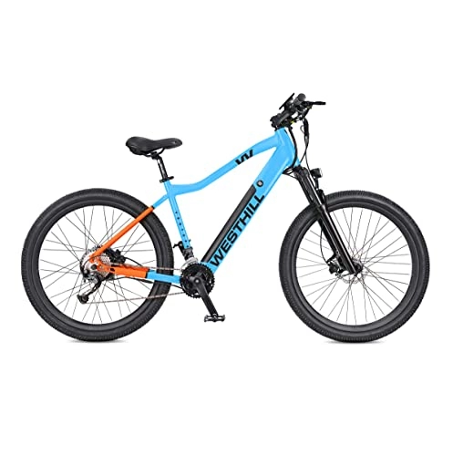 Electric Mountain Bike : Westhill Venture 27.5″ Electric Mountain Bike 14Ah E-bike | Integrated Battery, Aluminium Frame, Front Suspension (Blue)