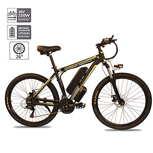 Electric Mountain Bike : WHKJZ 48V 350W Electric Bike 26" for Adults Aluminum Alloy Mountain Bicycle with 21 Speed Shift & Removable Battery, Suitable Cycling Outdoor, Green