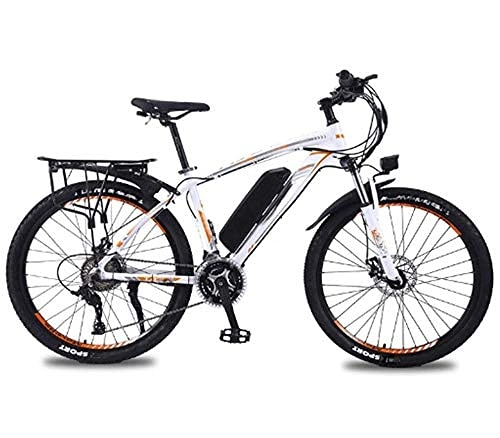 Electric Mountain Bike : WXDP Self-propelled Electric mountain bike, 26 '' city electric bike for adults with detachable 36V 8Ah / 10Ah / 13 Ah lithium-ion battery 27-speed shifter aluminum alloy frame unisex, white oran