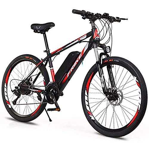 Electric Mountain Bike : WXX 26-Inch Dual Disc Brake Variable Speed Electric Bicycle with Removable Lithium-Ion Battery Large Capacity (36V 8AH 250W) Off-Road Power-Assisted Bicycle, black red, 21b