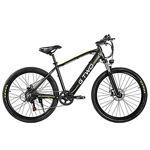 Electric Mountain Bike : WXX 27.5 Inch Adult Variable Speed Ultra Light Electric Bike 350W Mountain Bike 48V 9.6Ah Removable Lithium Battery 5 PAS Front And Rear Disc Brake Bike, black yellow