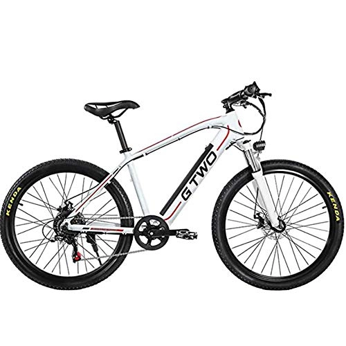 Electric Mountain Bike : WXX 27.5 Inch Adult Variable Speed Ultra Light Electric Bike 350W Mountain Bike 48V 9.6Ah Removable Lithium Battery 5 PAS Front And Rear Disc Brake Bike, White red