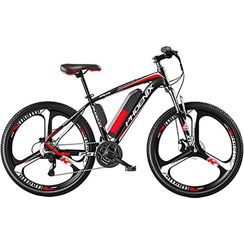 Electric Mountain Bike : WXX Adult Electric Bike, Aluminum Alloy 26 Inch 36V10ah 250W Removable Lithium Battery Electric Mountain Bike 27-Speed Variable Speed Battery Car, Red