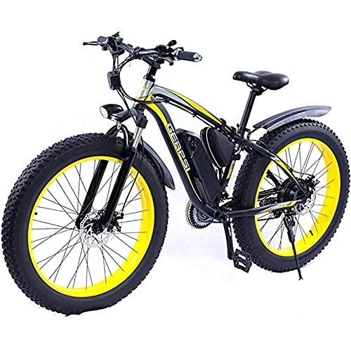 Electric Mountain Bike : WXX Adultelectric Mountain Bike, 26 Inch Snow Electric Bike, 36V / 350W Fat Tire Bike And 21 Speed Adjustment- Front And Rear Disc Brakes Mountain Bike