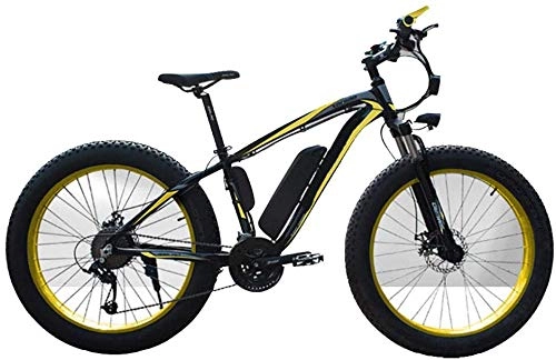 Electric Mountain Bike : XDHN Heatile Electric Bike 350 W Brushless Motor 48V10Ah Lithium Battery Led Adaptive Headlights Non-Slip Tires Suitable For Men And Women, Yellow