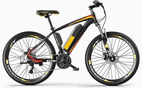 Electric Mountain Bike : XDHN Heatile Electric Bike On And Off 60Km 36V10Ah Lithium Battery Comfortable Shock Absorption 27 Speed Suitable For Work Fitness Cycling Trip, Yellow