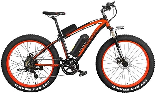 Electric Mountain Bike : XF4000 26 Inch Pedal Assist Electric Mountain Bike 4.0 Fat Tire Snow Bike 1000W / 500W Strong Power 48V Lithium Battery Beach Bike Lockable Suspension Fork (Color : Black Red, Size : 1000W 10Ah)