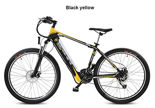 Electric Mountain Bike : xianhongdaye 26-inch electric bicycle 48V10ah lithium battery hidden in the frame Lightweight electric bicycle LED car-grade lighting-Black yellow