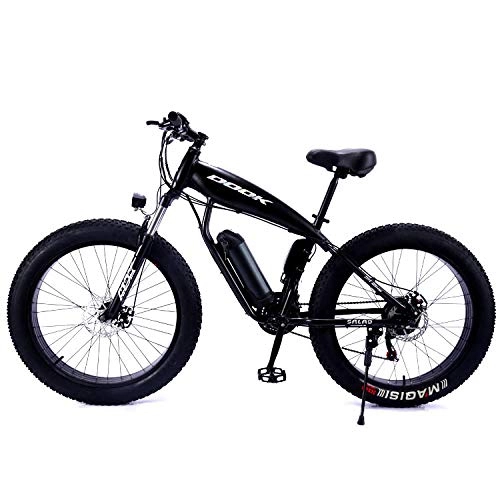 Electric Mountain Bike : xianhongdaye 26-inch mountain snow bike, electric lithium battery, lightweight and fat tires, front and rear mechanical disc brakes, off-road bicycles-black