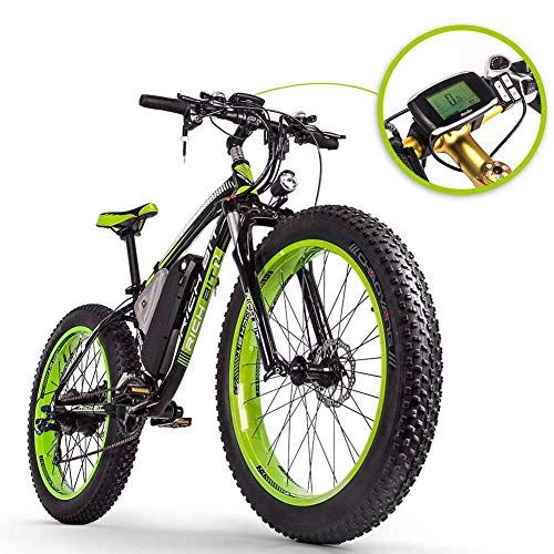 Electric Mountain Bike : xianhongdaye 27.5 inch wide tire electric mountain bike hidden lithium battery bicycle adult travel 5 speed resistance variable speed electric bicycle 400w-Green