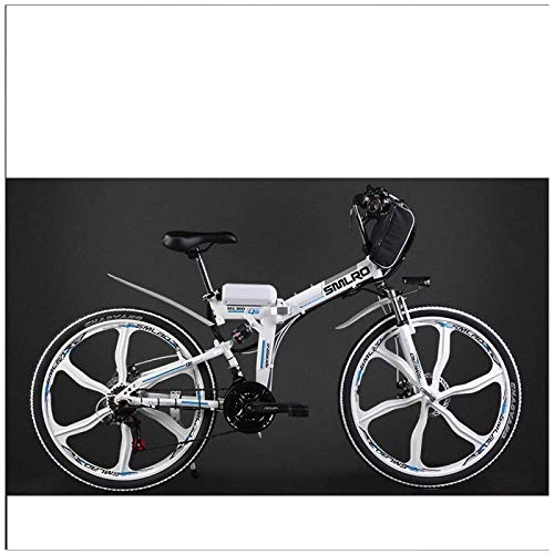 Electric Mountain Bike : Xiaotian Electric Folding Bike City Mountain Bike Adult Moped, Lithium Battery 48V 26 Inch Power Battery Car, White