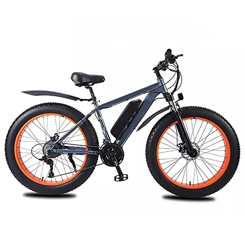 Electric Mountain Bike : XILANPU Electric Bicycle, 26-Inch Aluminum Alloy ATV 36V350W Snowmobile 4.0 Tire Lithium Battery Electric Vehicle, Gray, 8AH