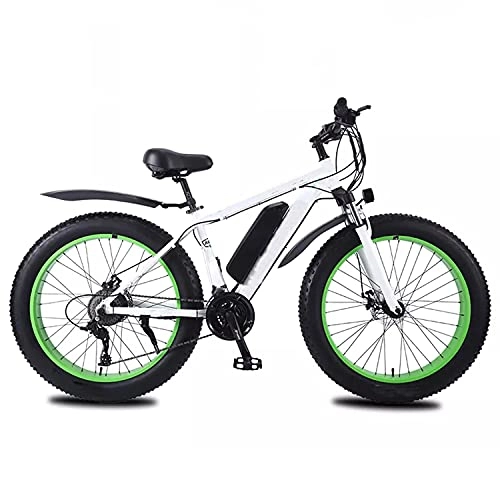 Electric Mountain Bike : XILANPU Electric Bicycle, 26-Inch Aluminum Alloy ATV 36V350W Snowmobile 4.0 Tire Lithium Battery Electric Vehicle, White, 13AH