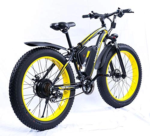 Electric Mountain Bike : XQJJT Electric Mountain Bike, 500W 26'' Electric Bicycle with Removable Lithium-Ion Battery for Adults, 21 Speed Shifter Suspension Fork Double Mechanical Disc Brake Fat Tire Snow Bike