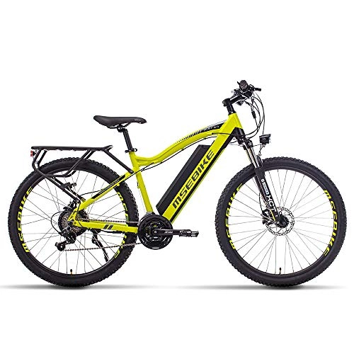 Electric Mountain Bike : XXCY Electric City Bike, 27.5" 48V 13ah Removable Lithium Battery Travel Mountain E-bike SHIMANO 21 Speed (Yellow)