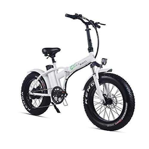 Electric Mountain Bike : XXCY Folding Electric Bike 500w e-bike 20" * 4.0 fat tyre 48v 15ah battery LCD Display with 5 Levels pas speed (white)